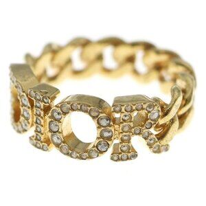 Dior Logo Ring Rhinestone Gold